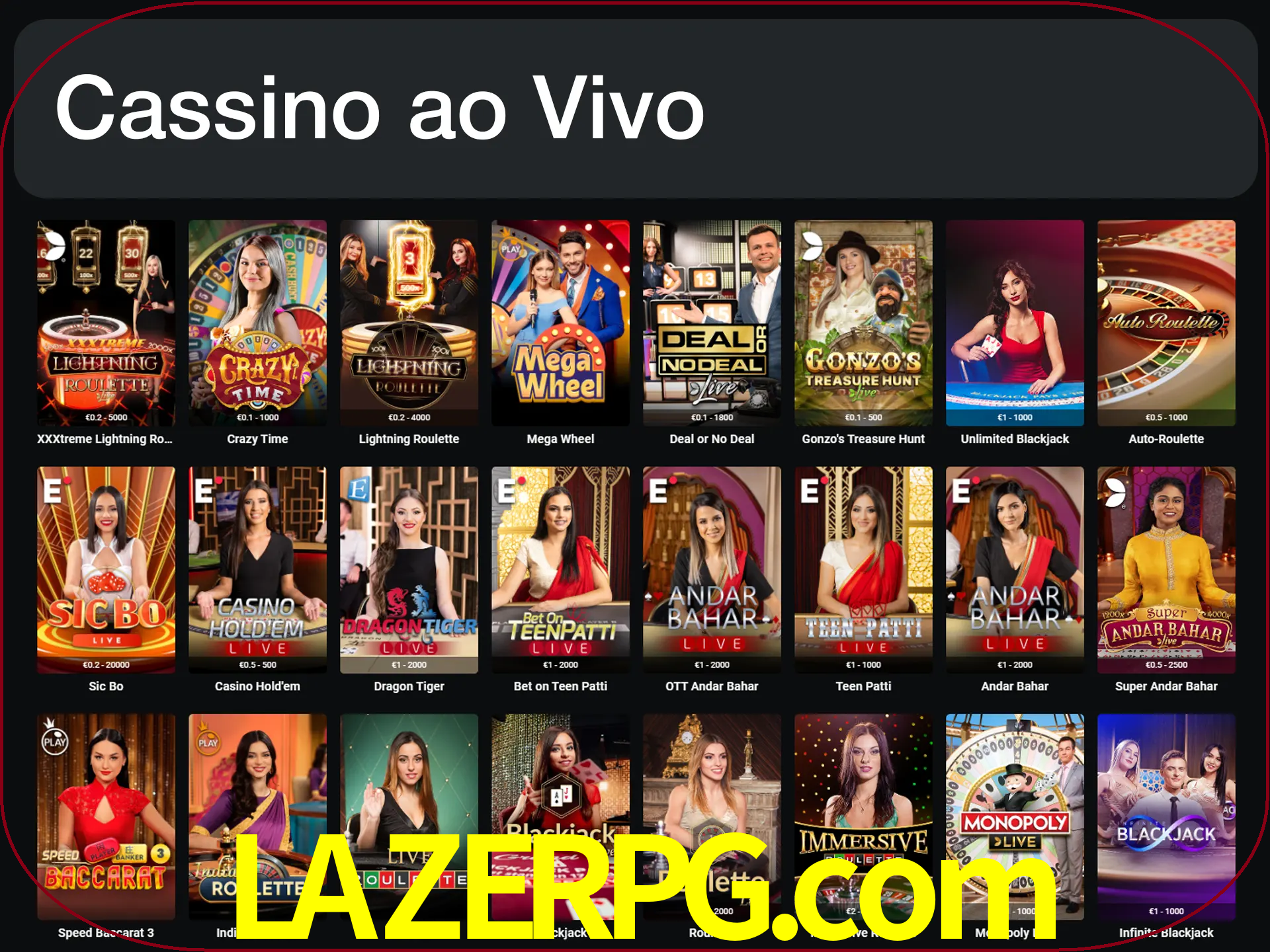 Jogue jogos de cassino com um verdadeiro dealer.