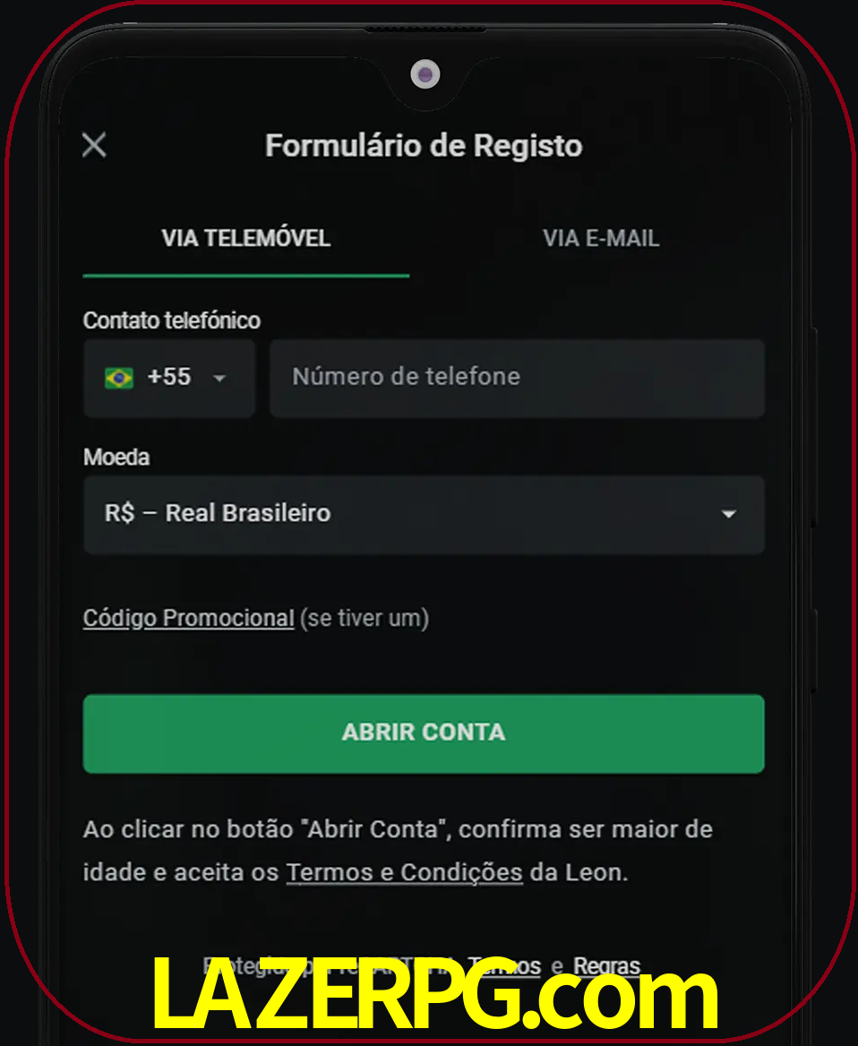 Abra o aplicativo e inicie o processo de registro.
